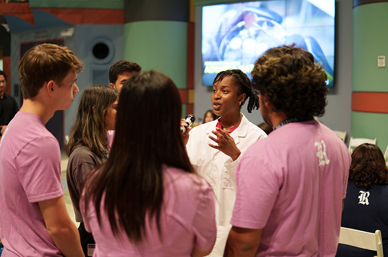 Students listening to instructor